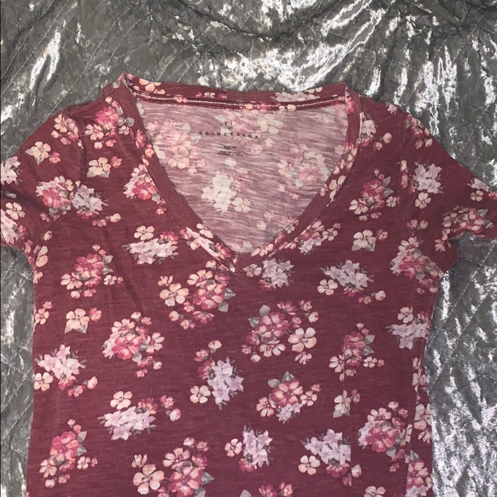 maroon floral top
